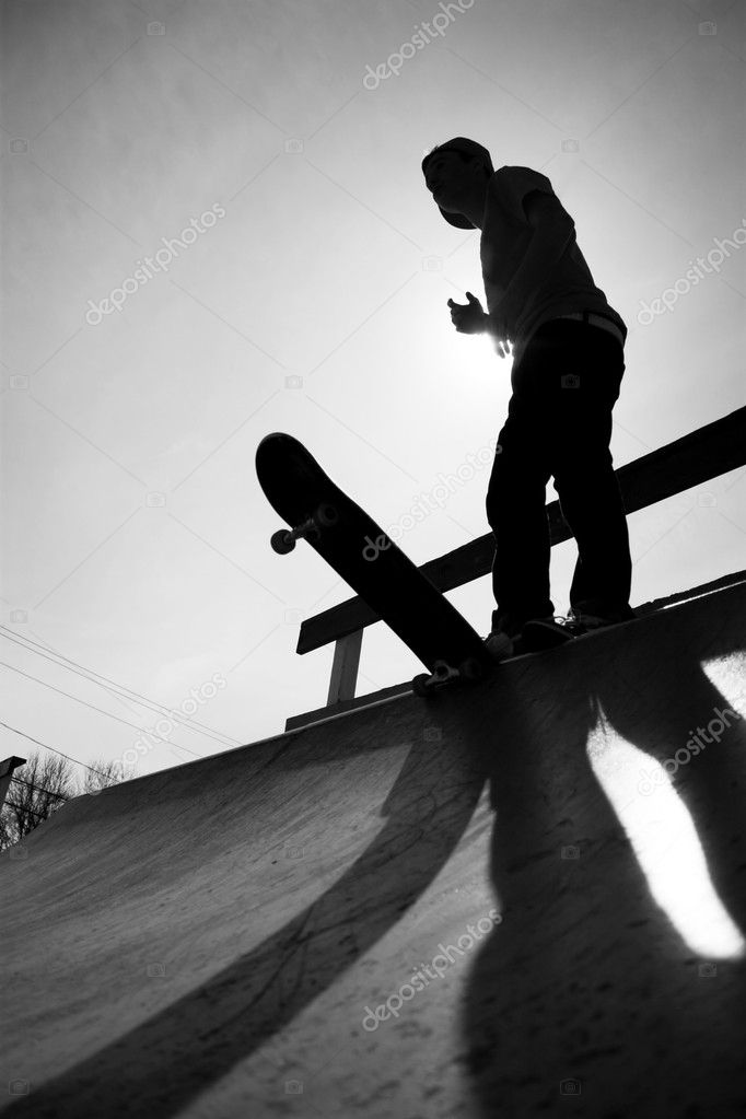 Skateboarding Teen Silhouette