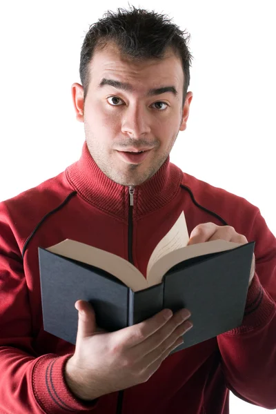 Człowiek czytający książkę — Zdjęcie stockowe