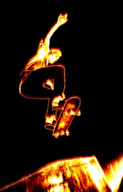 Fiery Skateboarder clipart