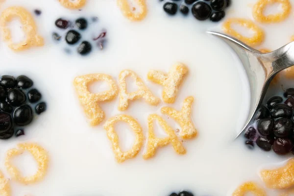 Pay Day Cereal Letters — Stock Photo, Image