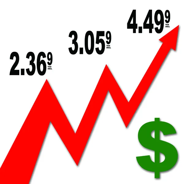 Gaspriserna öka diagram — Stockfoto