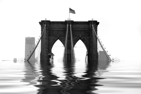 Ponte de Brooklyn inundada — Fotografia de Stock