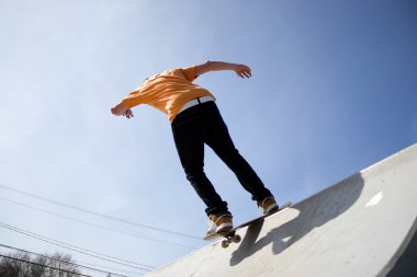 Skateboarder On a Ramp clipart