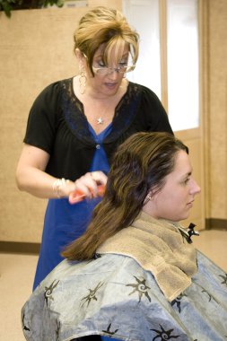 Hairdresser with Client clipart