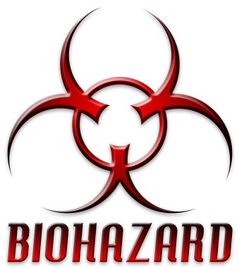 Beveled Red Biohazard Logo clipart