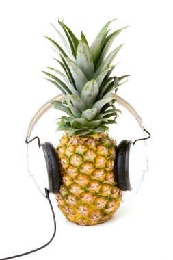 Pineapple Listening to Music With Headphones clipart