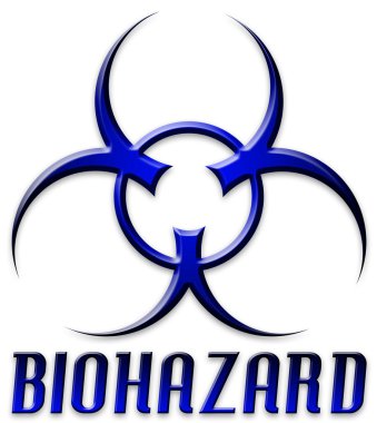 Kenarları Eğilmiş kırmızı biohazard logosu