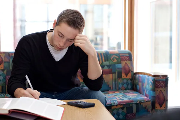 College Guy Studying Doing Homework — Stock Photo, Image