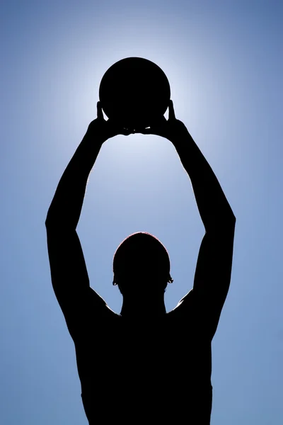 Silhueta jogador de basquete — Fotografia de Stock