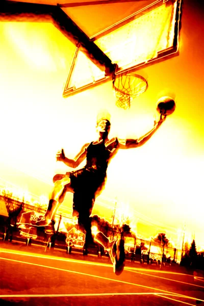 Ognisty koszykarz — Zdjęcie stockowe