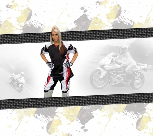 Motorkerékpár nő elrendezés — Stock Fotó