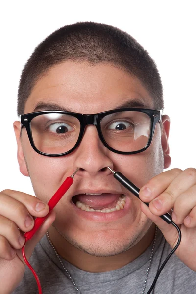 Άνθρωπος που φοράει γυαλιά nerd — Φωτογραφία Αρχείου
