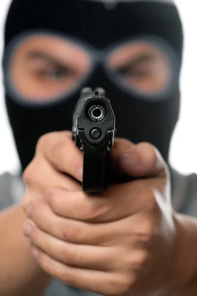 Masked Man With a Gun — Stock Photo, Image