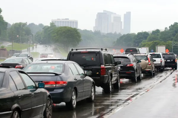 De congestie van de jam van het verkeer — Stockfoto