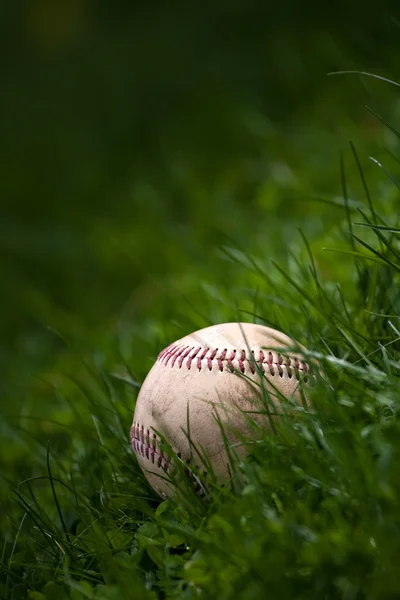 Stock image Old Baseball in the Grass