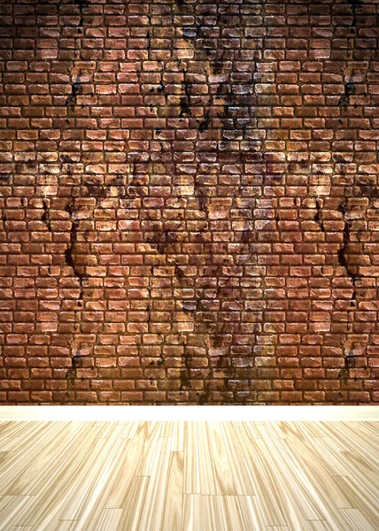 Tégla fal belső tér — Stock Fotó