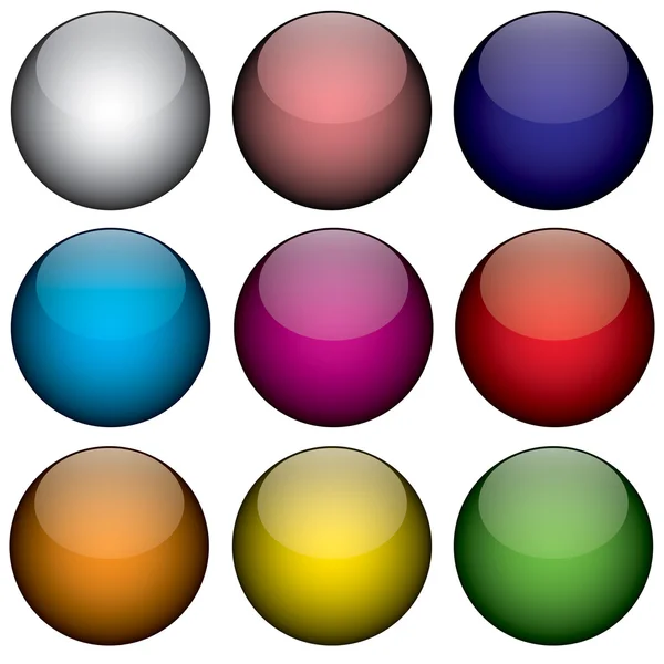 Kilenc színes 3d gömbök — Stock Fotó