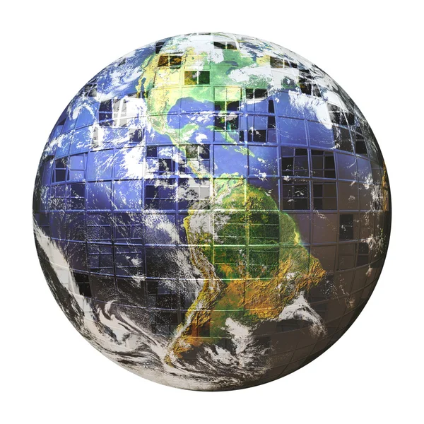 3d 线框架地球球体 — 图库照片