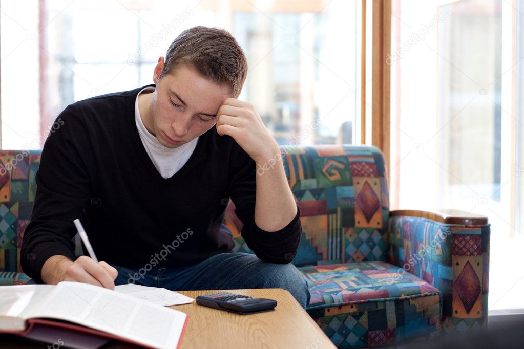 College Guy Studying Doing Homework