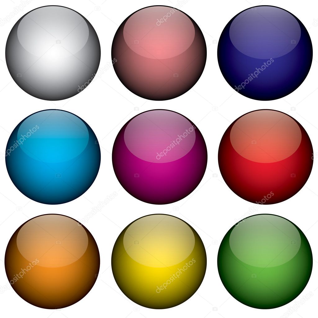 Nine Colorful 3d Orbs