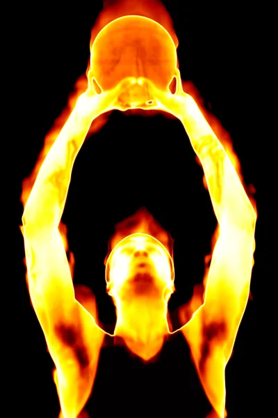 Огненный баскетболист — стоковое фото