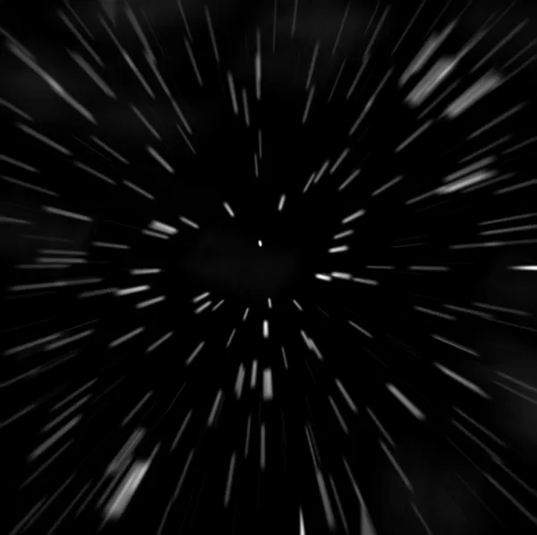 Estrelas brancas: borrão zoom hiperespaço — Fotografia de Stock