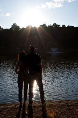 Back Lit Couple Silhouette clipart