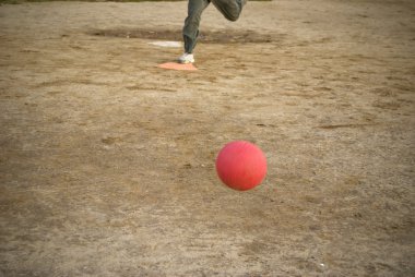 Red kickball approach clipart