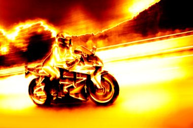 Flaming Biker Girl clipart