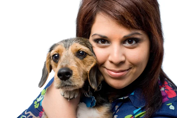Girl Holding a Pup — Stock Photo, Image