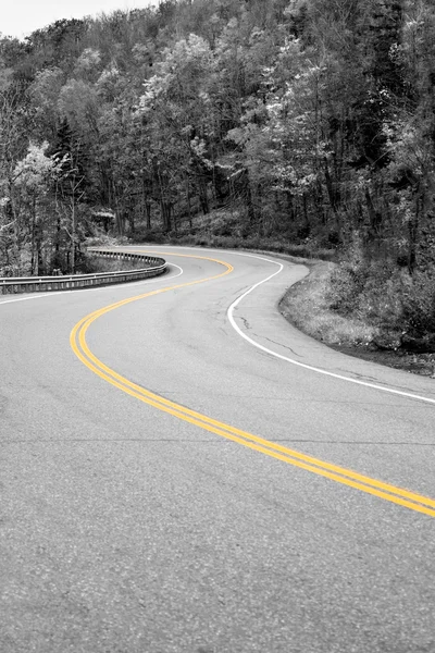 Желтая линия на дороге — стоковое фото