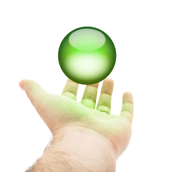 Groene orb hand — Stockfoto