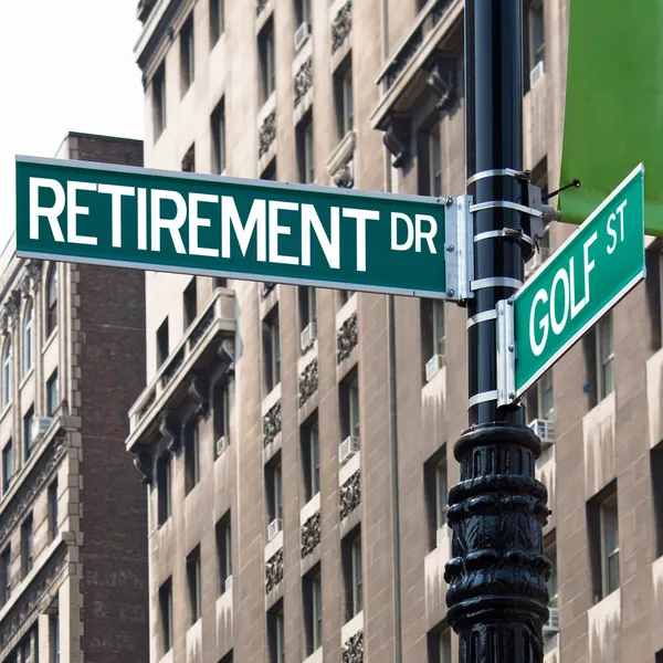 Pensioen golf straatnaamborden — Stockfoto