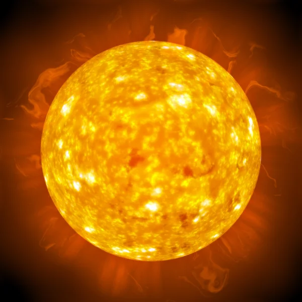 Огненное светящееся солнце — стоковое фото