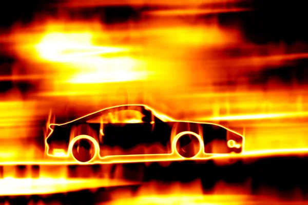 Vurige brandende sportwagen — Stockfoto