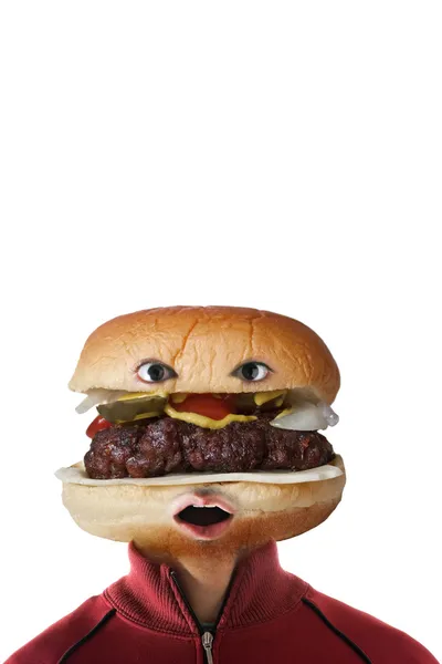 ハンバーガー男性 — ストック写真