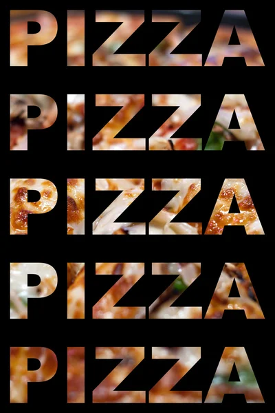 Montagem de palavra de pizza — Fotografia de Stock