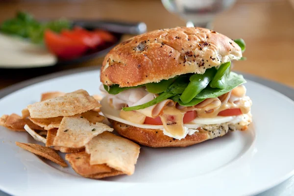 Deli Sandwich en un rollo de cebolla — Foto de Stock