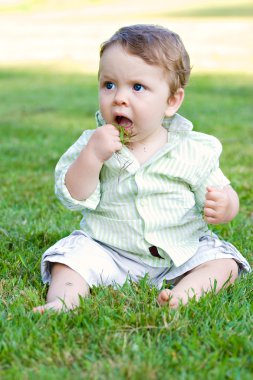 Baby Eating Grass clipart