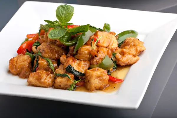 Thailändisches Essen und Jasminreis — Stockfoto
