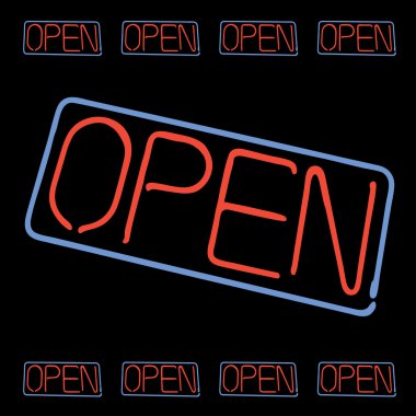 Neon Open Sign Vector clipart