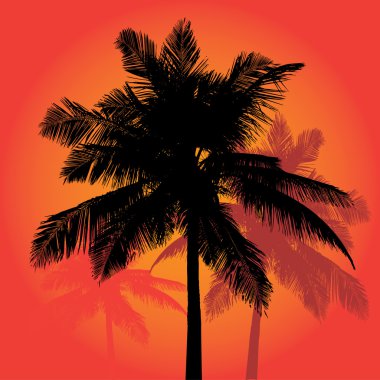 Palm Tree Sunset Silhouettes Vector Trio clipart