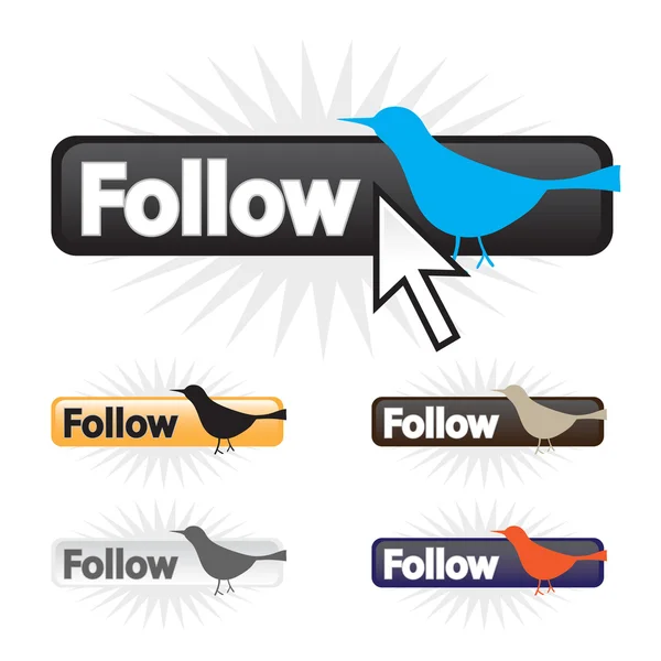 Follow Bird Icons — Stock Vector