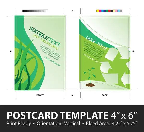 Modèle de carte postale verte — Image vectorielle
