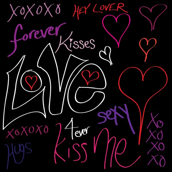 Romantisk kärlek doodles — Stock vektor