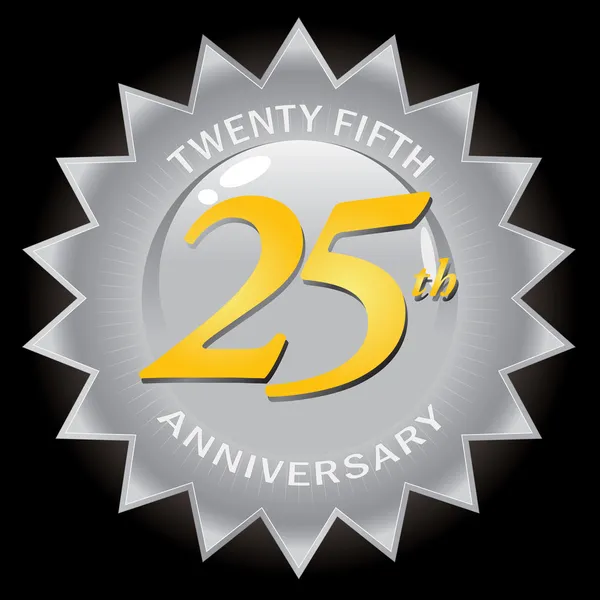 Silver 25th Anniversary Seal Badge — Stock Vector