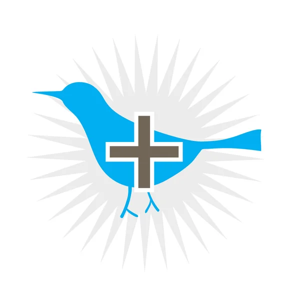 Blauwe vogel pictogram toevoegen — Stockvector