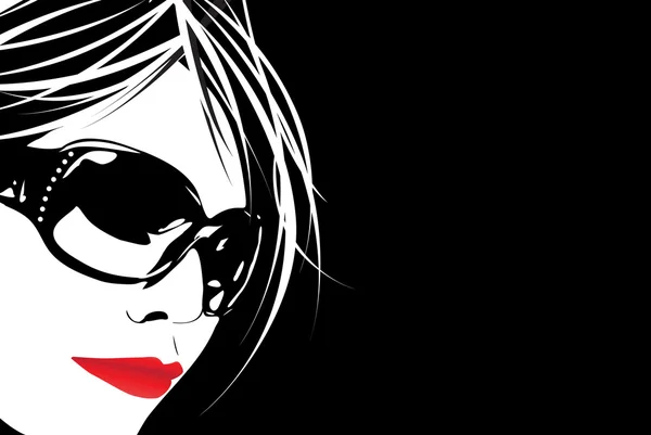 Femme portant des lunettes de soleil mise en page — Image vectorielle