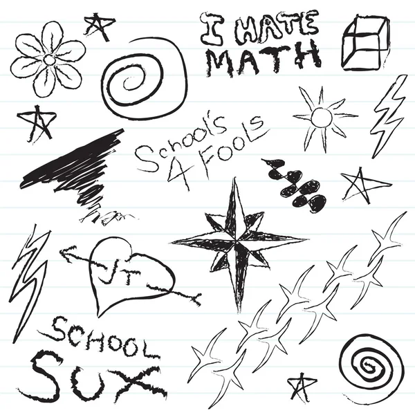 Öğrenci yarıyıl not defteri doodles — Stok Vektör