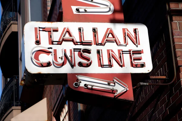 Italian Cuisine Neon Sign — Stock Photo, Image